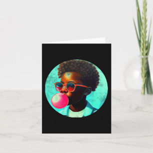 Tarjeta Alegría de Niño Negro Chicle Burbuja Diversión Afr