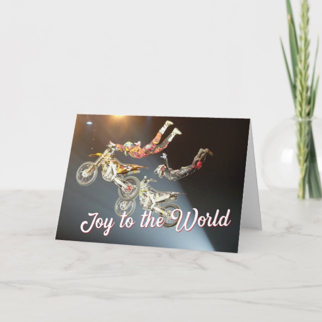 Tarjeta Alegría del día de fiesta del navidad del motocrós (Anverso)