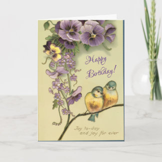 Tarjeta Alegría en Dios Cumpleaños de Pájaros y Flores