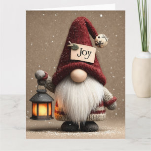 Tarjeta ALEGRÍA INVERNAL: Gnomo Navideño Tecido Adorable