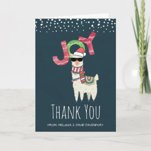 Tarjeta Alegría - Llama usando un Santa Hat Navidades Grac