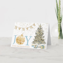 Tarjeta Alegría por el árbol navideño de color de agua par