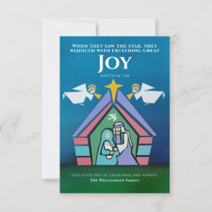 Tarjeta Alegría por los Navidades Biblia versus Natividad