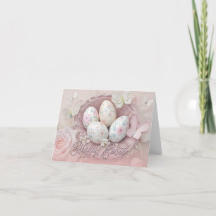 Tarjeta Alegría suave de Pascua con motivos florales