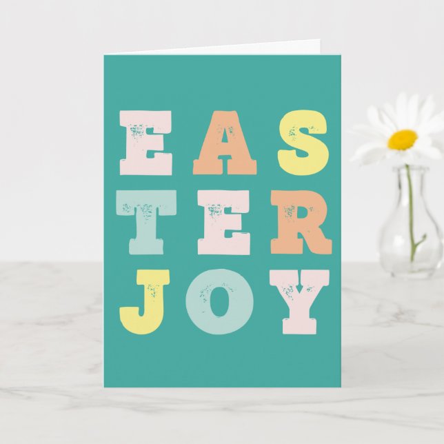 Tarjeta Alegría Verde azulada moderna de Pascua (Planta pequeña)