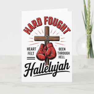 Tarjeta Aleluya Cristiana Luchada Cruz de Boxeo