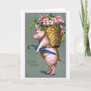 Tarjeta Alemán del vintage de "Prosit Neujahr"