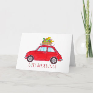 Tarjeta Alemán se pone bien Red Retro Fiat 500