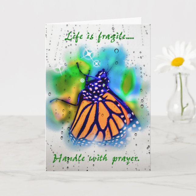 Tarjeta Alentamiento de oración Mariposa Monarca (Planta pequeña)