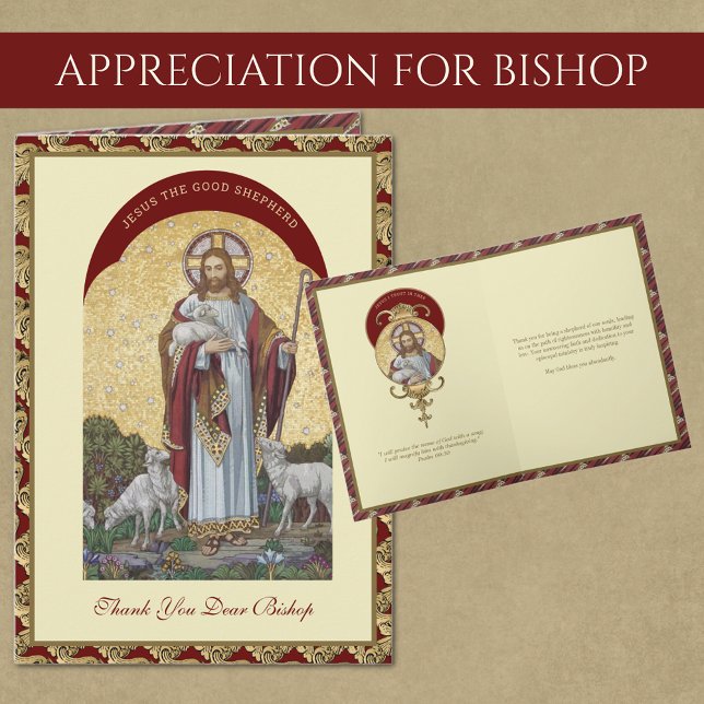 Tarjeta Alentamiento del sacerdote Jesús Buen Pastor (Religious Catholic Appreciation for Bishop FREE SHIPPING available at checkout! )