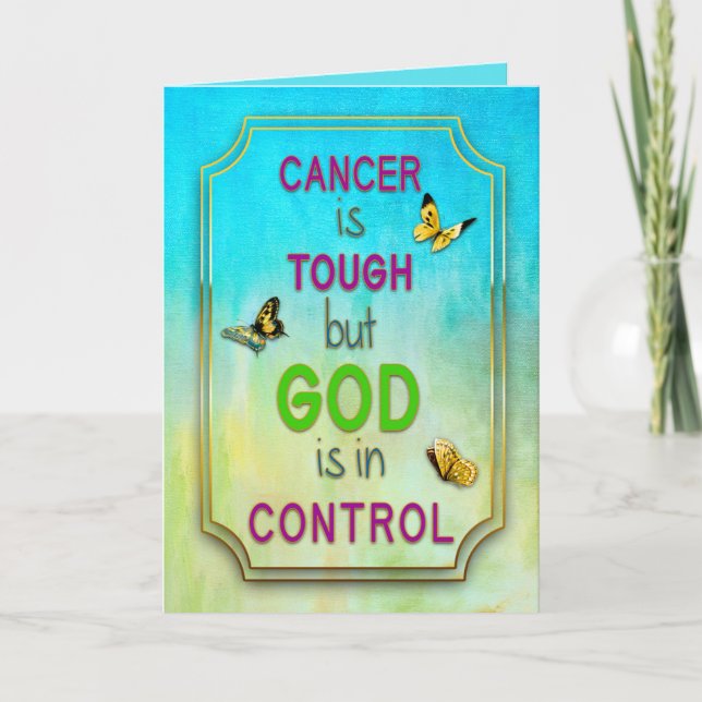 Tarjeta Alentar al paciente con cáncer, Dios en control (Anverso)
