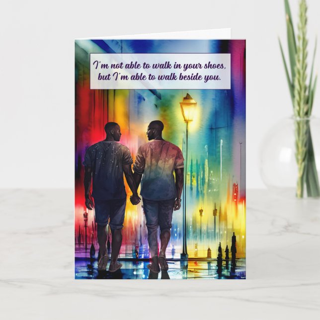 Tarjeta Alentar el arcoiris de los hombres gay afroamerica (Anverso)