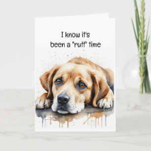 Tarjeta Alentar o ponerse bien lindo perro triste