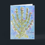 Tarjeta Alentarme "Shalom"<br><div class="desc">Esta tarjeta "Shalom" de "AlentateMe" muestra la planta de Salvia Palaestina que se encuentra en la tierra de Israel. Se dice que Dios basó el brillo dorado del tabernáculo en esta planta única y hermosa. La carta está en blanco por dentro para tus propios sentimientos con un delicado toque de...</div>
