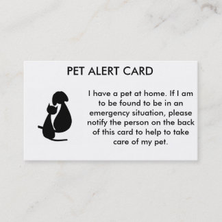 Tarjeta alerta del mascota