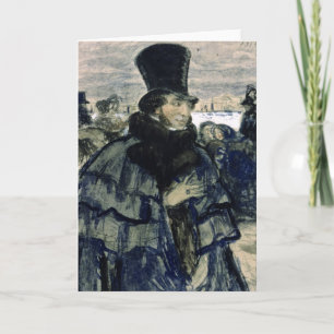 Tarjeta Alexander Pushkin en el terraplén de Neva