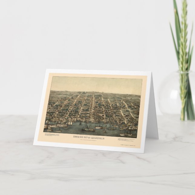 Tarjeta Alexandría, mapa panorámico del VA - 1863 (Anverso)