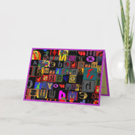 Tarjeta Alfabeto abstracto divertido y loco