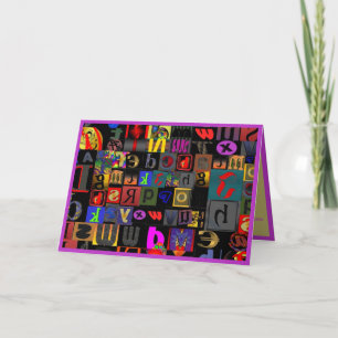 Tarjeta Alfabeto abstracto divertido y loco