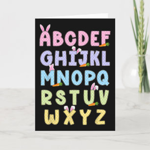 Tarjeta Alfabeto del día feliz de Pascua Abcs Elemeno para