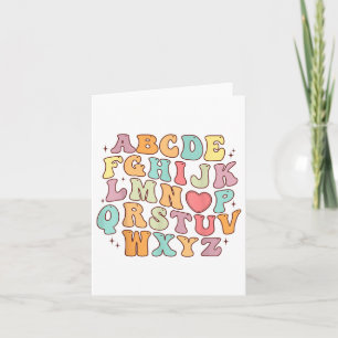 Tarjeta Alfabeto Divertido Abecedario Corazón De Amor Dulc