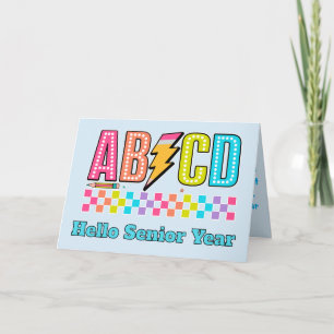 Tarjeta Alfabeto Retro ABCD Perno Relámpago De Regreso A L