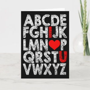 Tarjeta Alfabeto Te Amo Gráfico Con Corazón Destacado V