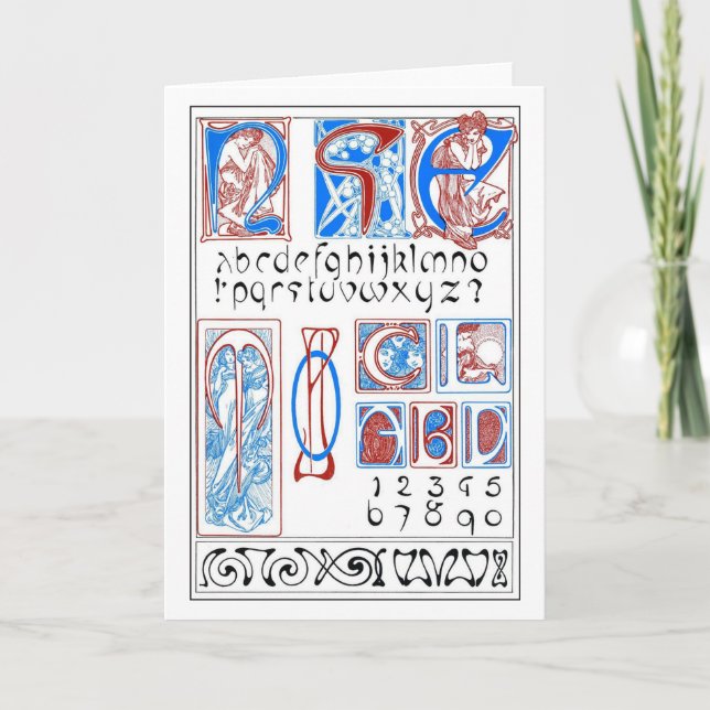 Tarjeta Alfabetos de estilo Art Nouveau, Mucha (Anverso)