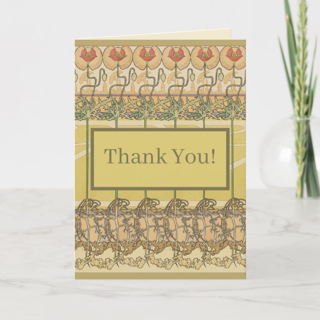 Tarjeta Alfonse Mucha Poppies Art Nouveau Floral Wallpaper (Anverso)