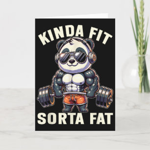 Tarjeta Algo en forma algo gordo - Oso divertido levantand