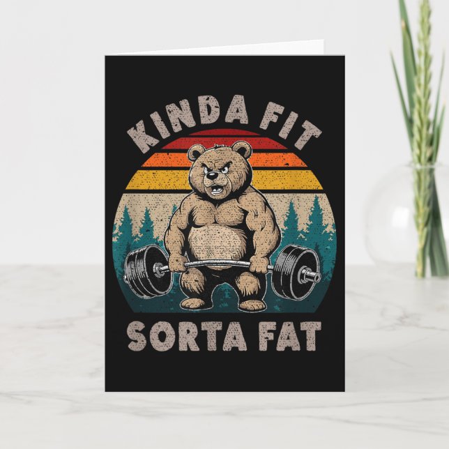 Tarjeta Algo en forma un poco gordo - Oso divertido de gim (Anverso)