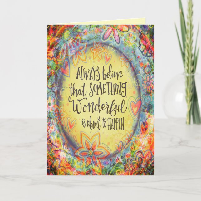 Tarjeta Algo maravilloso Bonito Floral Inspirador (Anverso)
