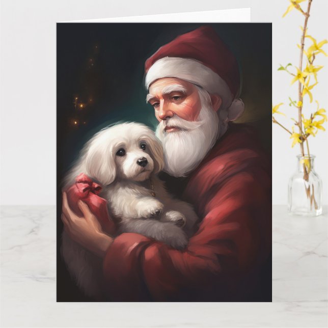 Tarjeta Algodón De Tulear Con Navidad De Papá Noel (flor amarilla)