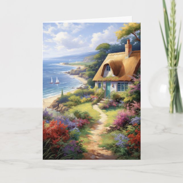 Tarjeta Algodón en las flores del mar Hola plegado (Anverso)