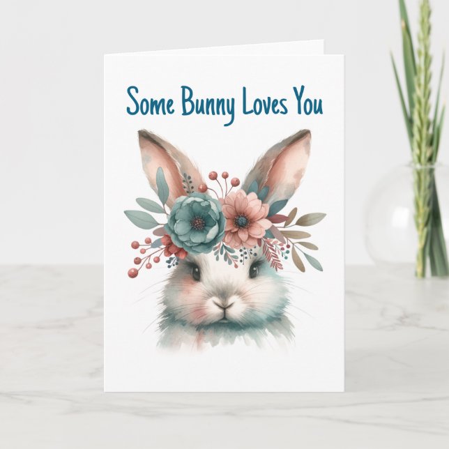 Tarjeta Algún Conejito Te Ama Feliz Pascua (Anverso)
