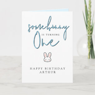 Tarjeta Algun conejo cumple uno Celebración del primer cum