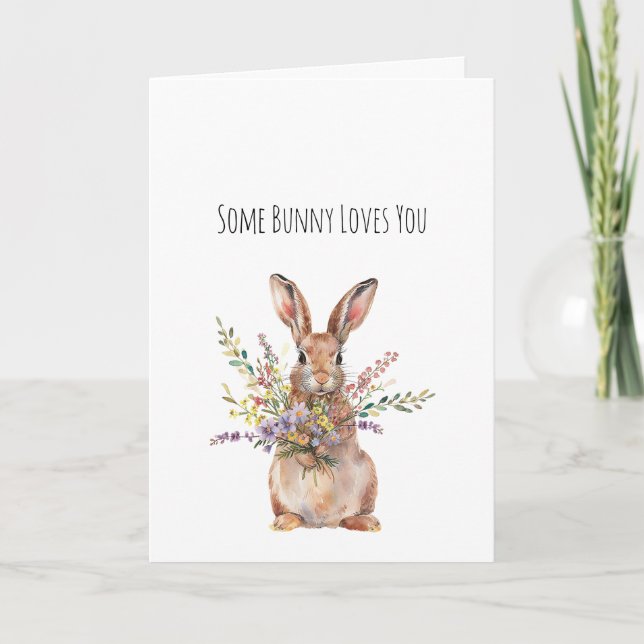 Tarjeta Algun Conejo Te Ama Floral Pascua (Anverso)