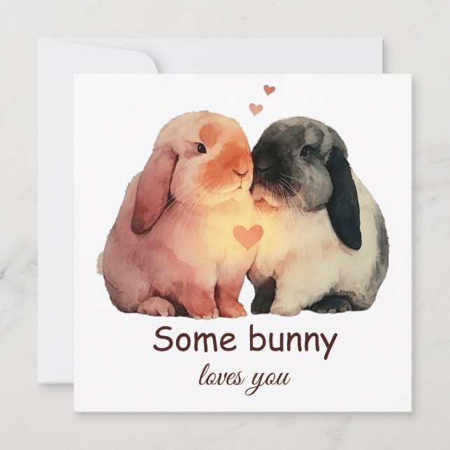 Tarjeta Algún Conejo Te Ama Pareja Amor (Anverso)