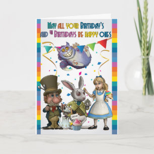 Tarjeta Alice And Friends, Mad Hatter, Cheshire Cat, Card