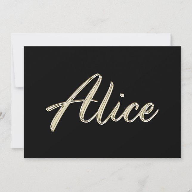 Tarjeta Alice white gold Handwriting Karte (Anverso)