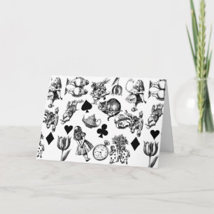 Tarjeta Alice White Rabbit Wonderland Cheshire Cat