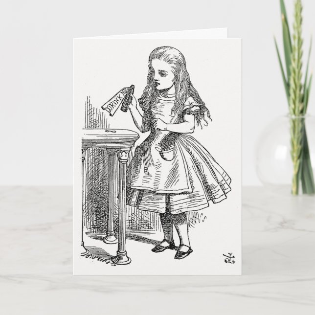 Tarjeta Alicia en el país de las maravillas, sosteniendo l (Anverso)