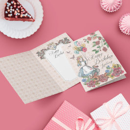 Tarjeta Alicia en la carta de cumpleaños feliz de un cuent