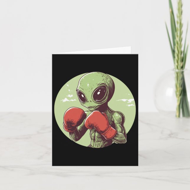 Tarjeta Alien Boxer Listo Para Luchar Con Guantes (Anverso)