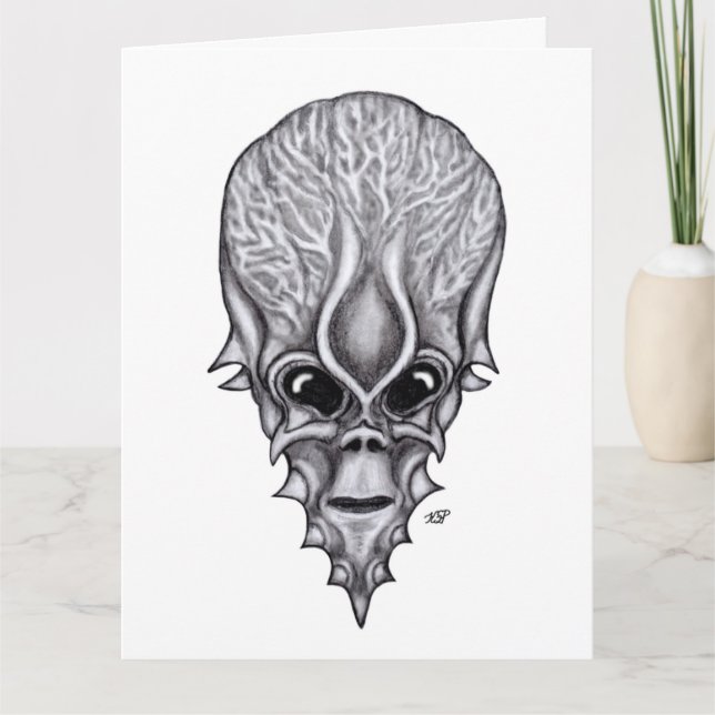 Tarjeta Alien Face , reconstrucción facial de cráneo afric (Anverso)