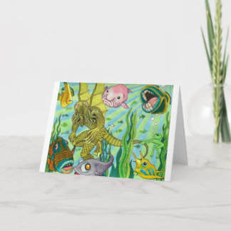 Tarjeta Alien intenta detener a Cthulhu de nadar a la izqu