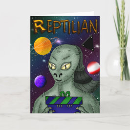 Tarjeta Alienato de Reptilia con el espacio ultraterrestre