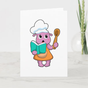 Tarjeta Alienígena como cocinero con libro de cocina