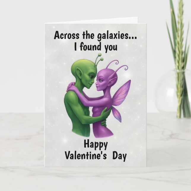 Tarjeta Alienígenas en el Día de San Valentín de amor (Anverso)