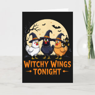 Tarjeta Alitas de bruja esta noche divertido pollo Hallowe